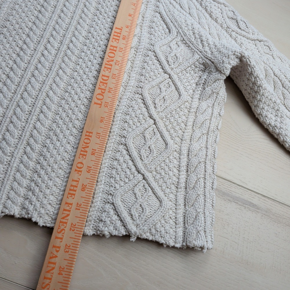 J.Crew Always Oarsman Cable Knit Roll Neck Sweater Womens L Cream Ivory Chunky - Picture 6 of 8